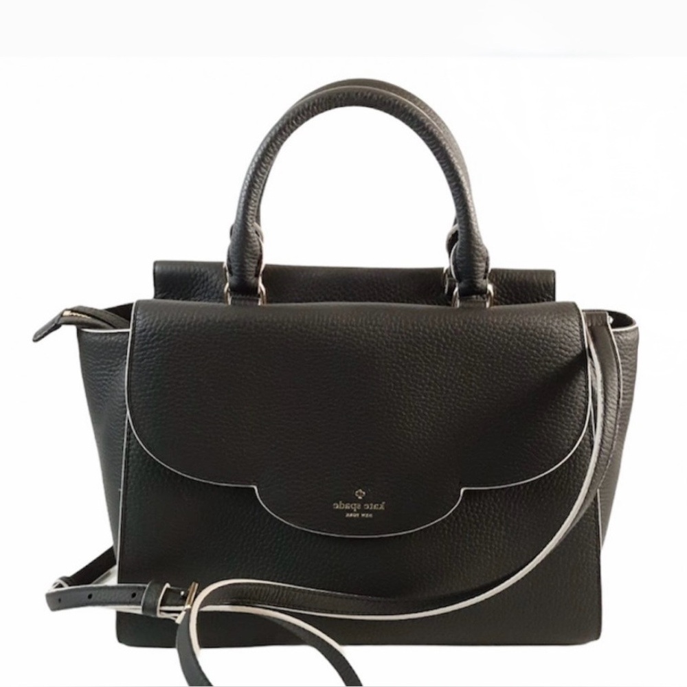 Kate Spade Black Pebbled Leather Top Handle Satchel Makayla Leewood Place